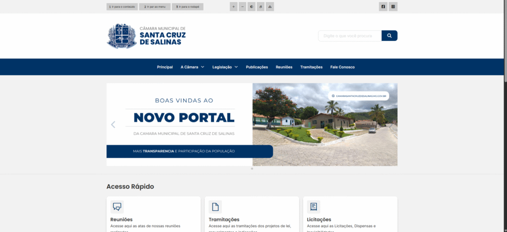 Novo Portal da Câmara Municipal de Santa Cruz de Salinas já está no ar